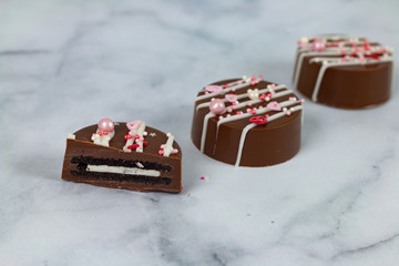Oreo covered in chocolate for Valentine's day