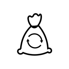 gabage bag with arrows recycle line style icon