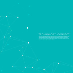 Abstract connect technology with polygonal shapes on blue background. Vector design