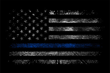 GRUNGE USA POLICE WITH THIN BLUE LINE VECTOR