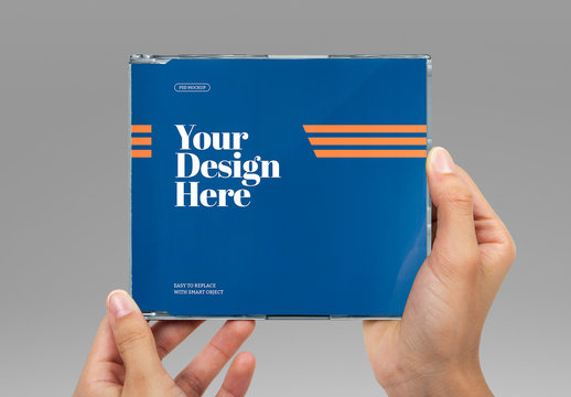 Hands Holding CD/DVD Case Mockup
