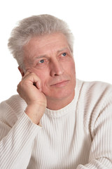 Portrait of senior man isolated on white background