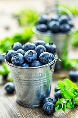 Fresh blueberries background with copy space for your text. Blueberry antioxidant organic superfood in a bowl concept for healthy eating and nutrition