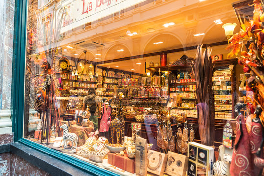 Belgian chocolate in a candy store in Brussels, Belgium