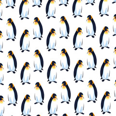 pattern of emperor penguins on white background