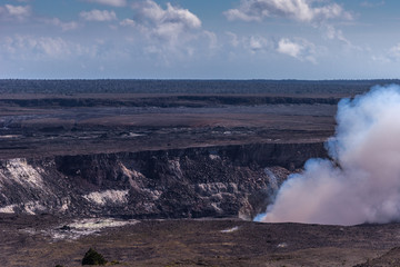 Closeup of Halemaumau crater produces flume, Kilaeuea volcano, Hawaii,, USA.