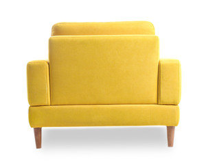 Modern comfortable armchair on white background