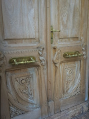 old wooden door under construction in Italian style