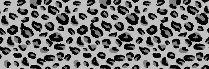 Obraz na płótnie Canvas Leopard seamless pattern. Animal pattern in gray and black color.