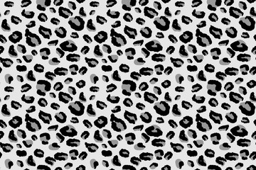 Leopard seamless pattern. Animal pattern in gray and black color.