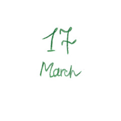 Obraz premium 17 March date of Saint Patrick's day celebration. Hand lettering in green color by watercolor