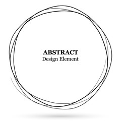Hand drawn figure for your design. Scribble circle lines vector. Black circular doodle isolated on the white background. Vector abstract logo design element.