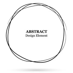 Hand drawn figure for your design. Scribble circle lines vector. Black circular doodle isolated on the white background. Vector abstract logo design element.