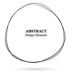Hand drawn figure for your design. Scribble circle lines vector. Black circular doodle isolated on the white background. Vector abstract logo design element.