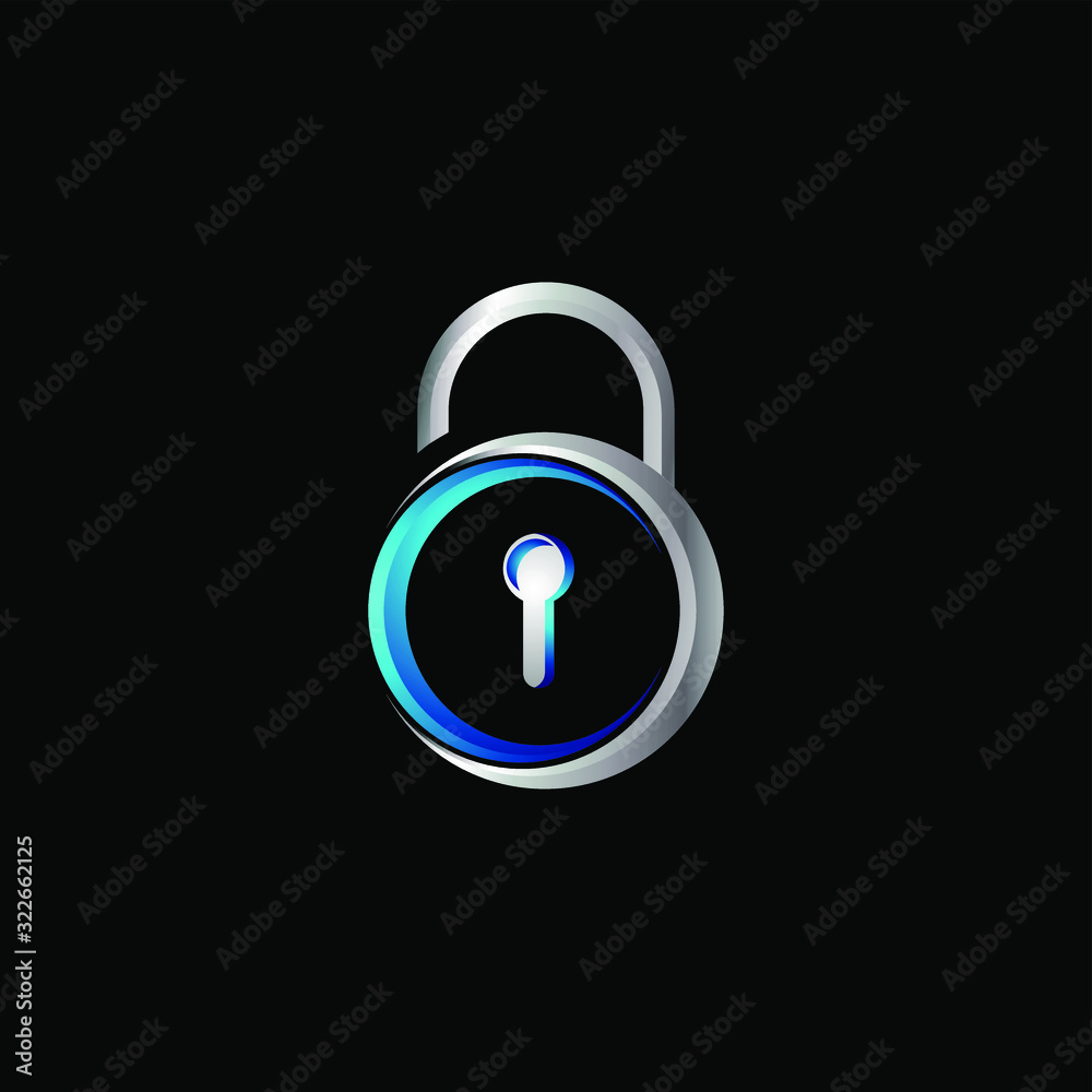 Wall mural circular lock security vector logo design