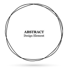 Hand drawn figure for your design. Scribble circle lines vector. Black circular doodle isolated on the white background. Vector abstract logo design element.