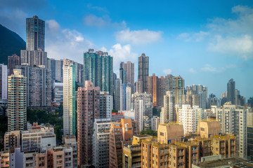 Fototapeta na wymiar Hong Kong apartments at Sunrise