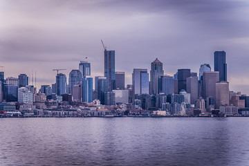 Fototapeta na wymiar Seattle City Skyline Near Water