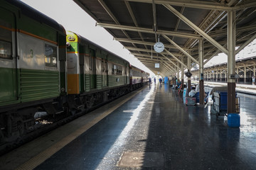 Bangkok Thailand, February 12 2020, Train is parking on platform in Bangkok train station