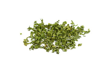 Obraz premium Spice dried celery pile isolated on white background. Green spice.