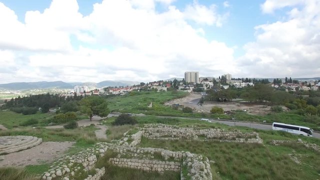 Hovering over ancient ruins of Beit Shemesh. Israel. DJI-0126-06