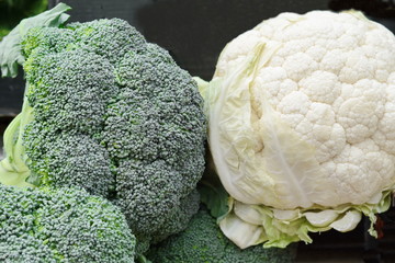 broccoli and cauliflower on market