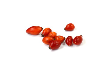 Rose hips (Rosa canina),close-up isolated on white background