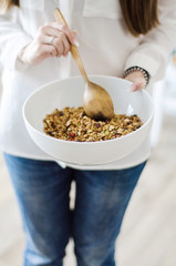 granola with nut, goji berry, seed and cereal