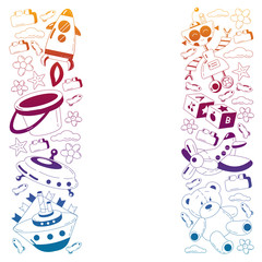 Kindergarten vector pattern with toys. Children play and grow together.