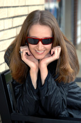 Naklejka premium Agent Teen With Red Sunglasses WFT