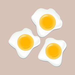 Food pattern with fried egg of various shapes isolated on a light background. Vector illustration