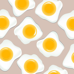 Food pattern with fried egg of various shapes. Vector ornament for scrapbooking, textile and wrapping