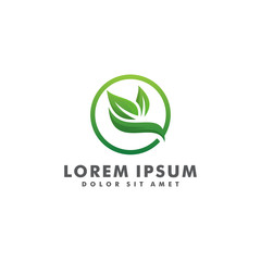 Green leaf logo design template. Environment icon vector