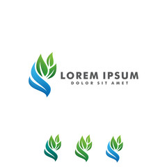 Green leaf logo design template. Environment icon vector