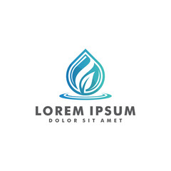 Natural water drop logo design template vector