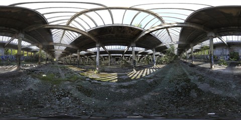 Abandoned Factory HDRI Studio Panorama - obrazy, fototapety, plakaty