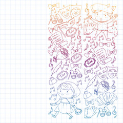 Illustration of a Children's Performing on Stage. Theatre with kids