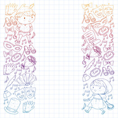 Illustration of a Children's Performing on Stage. Theatre with kids