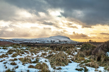 Winter sunset over Mount Slemish