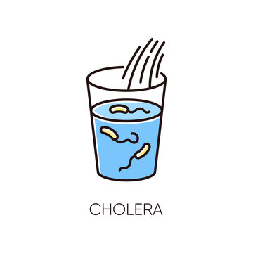 Cholera RGB color icon. Endemic bacterial infection, infectious disease. Medical diagnosis, healthcare and medicine. Glass with dirty, contaminated drinking water isolated vector illustration