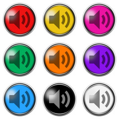 Audio sign button icon set isolated on white with clipping path