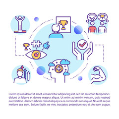 Visualization concept icon with text. Mindset. Guided imagery. Optimistic outlook. Mental development. PPT page vector template. Brochure, magazine, booklet design element with linear illustrations