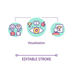 Visualization therapy concept icon. Guided imagery idea thin line illustration. Mental image, picture. Mind-body technique. Vector isolated outline RGB color drawing. Editable stroke