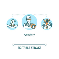 Quackery concept icon. Health fraud idea thin line illustration. Dishonest practice. Fraudulent, untested treatment. Questionable diagnosis. Vector isolated outline RGB color drawing. Editable stroke