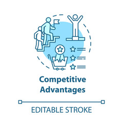 Competitive advantages concept icon. Corporate leadership. Challenge victory. Business strategy idea thin line illustration. Vector isolated outline RGB color drawing. Editable stroke