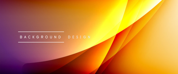 Wave liquid style lines with shadows and light on gradient background. Trendy simple fluid color gradient abstract background with dynamic straight shadow line effect