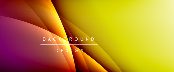 Wave liquid style lines with shadows and light on gradient background. Trendy simple fluid color gradient abstract background with dynamic straight shadow line effect