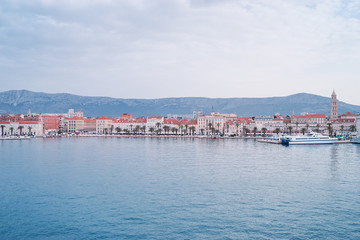 Fototapeta na wymiar Travel by Croatia. Beautiful landscape with Split Old Town on sea shore.