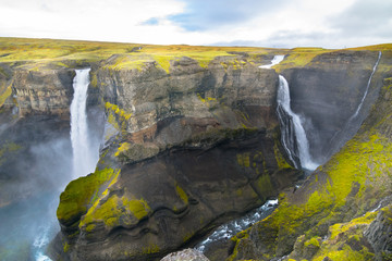 Beautiful landscape of Haifoss waterfall - Iceland