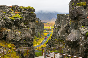 The Eurasian and North American tectonic plates -                Thingvellir National Park - Iceland